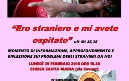 “Ero straniero e mi avete ospitato”, domani alle 18.30 nella Chiesa S. Maria di Salice un incontro sugli stranieri immigrati in Italia