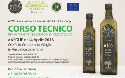 Dal 4 aprile a Veglie un corso per aspiranti assaggiatori di olio d’oliva