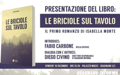 Venerdì a Palazzo Mucci Isabella Monte presenta il suo romanzo “Le Briciole sul Tavolo”