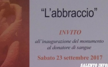 Sarà inaugurato, a Squinzano, un monumento dedicato al donatore di sangue