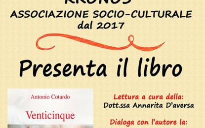 Antonio Cotardo presenta la raccolta di versi “Venticinque” giovedì a Campi Salentina
