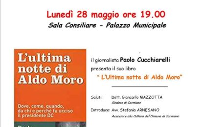 Il 28 maggio a Carmiano si presenta “L’ultima notte di Aldo Moro”