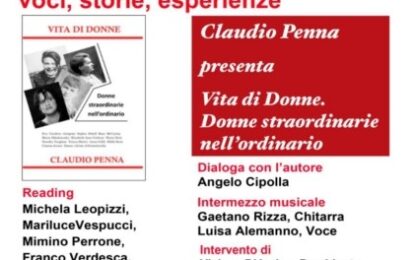 Claudio Penna nella Biblioteca di Guagnano con il suo libro sulle donne straordinarie nell’ordinario