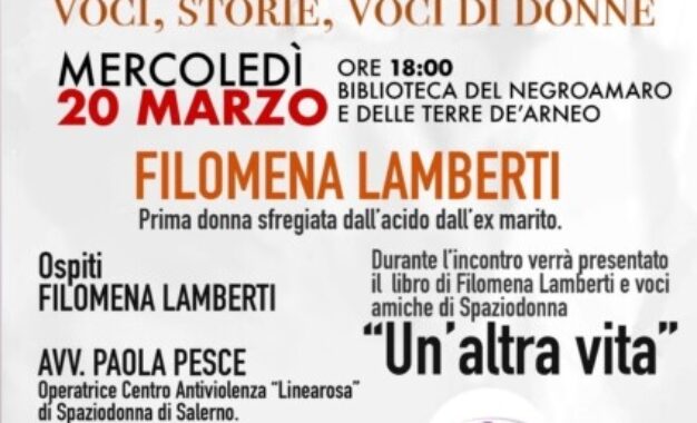 Filomena Lamberti, la prima donna sfregiata dall’acido, nella Biblioteca di Guagnano